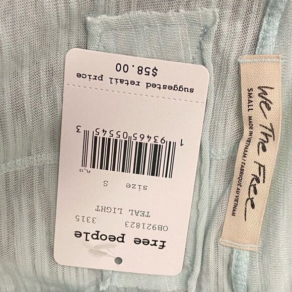 NWT Free People Sundance Tee Light Teal Slouch Size Small New With Tags Boho Top - Picture 4 of 7